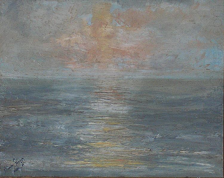 Sunset at sea, unknow artist